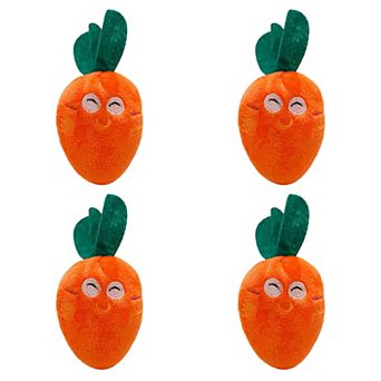 Interactive Dog Plush Squeaky Chew Toys for Pet Training, Puppy Teeth Cleaning, Carrot Shape, 4 pc