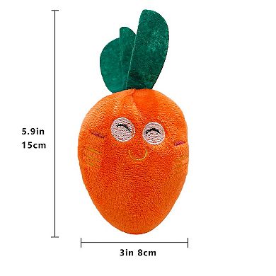 Interactive Dog Plush Squeaky Chew Toys for Pet Training, Puppy Teeth Cleaning, Carrot Shape, 4PCs