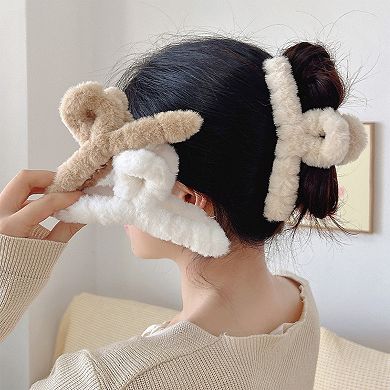 Faux Fur Hair Claw Clip with Plush Texture and Secure Spring Hold