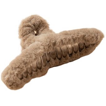 Faux Fur Hair Claw Clip with Plush Texture and Secure Spring Hold