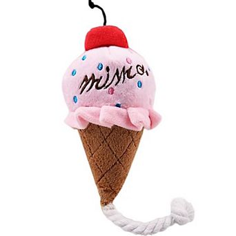 Interactive Dog Plush Squeaky Toys for Pet Training Puppy Teething Chewing, Ice Cream Shape