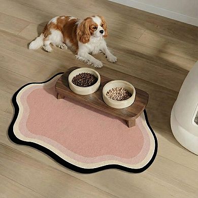 Irregular Shaped Decorative Table Placemat with Layered Abstract Border Design