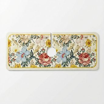 Floral Kitchen Sink Faucet Splash Guard Mat with Absorbent Surface 2 Pack Set
