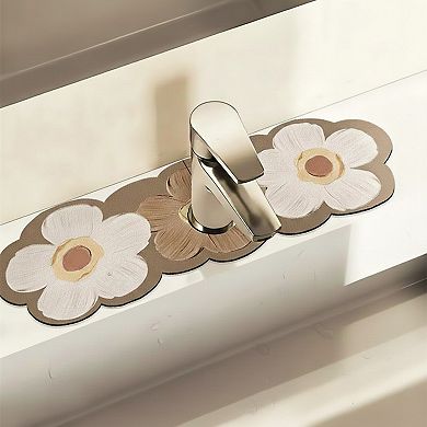 Floral Faucet Mat Sink Splash Guard for Kitchen and Bathroom 4 Pack