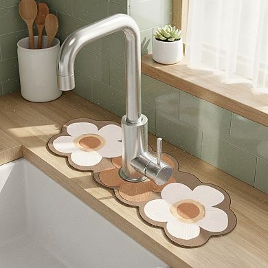 Floral Faucet Mat Sink Splash Guard for Kitchen and Bathroom 4 Pack