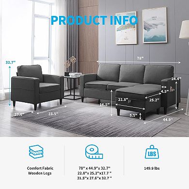 3PCS Convertible Sofa Set