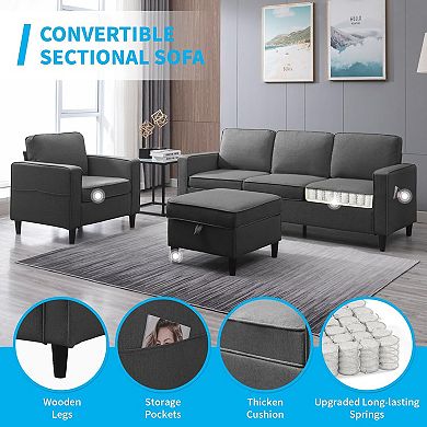 3PCS Convertible Sofa Set
