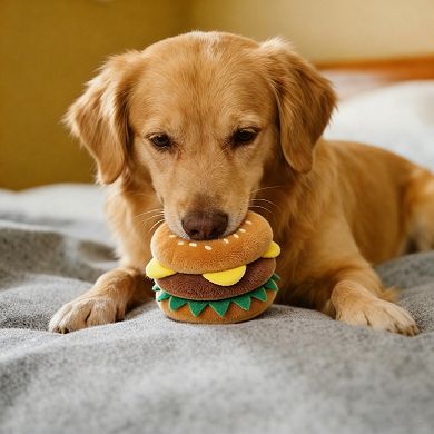 Interactive Dog Simulation Fast Food Themed Plush Squeaky Toys for Pet Training, Puppy Chewing