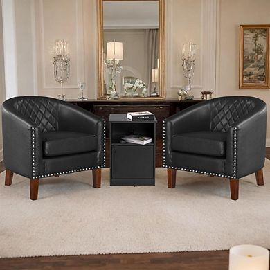 Barrel Chair With Diamond Grid Backrest