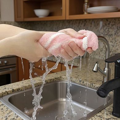 4-PC Lollipop Shaped Hanging Microfiber Hand Towels Set Soft Plush Absorbent Design