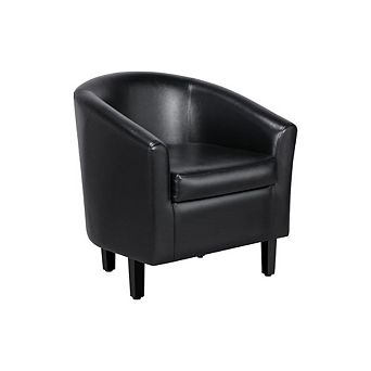Faux Leather Accent Barrel Chair