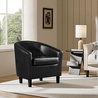 Faux Leather Accent Barrel Chair