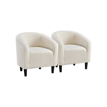 Furry Accent Sherpa Barrel Chairs