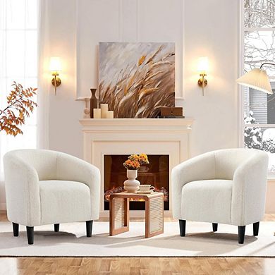 Furry Accent Sherpa Barrel Chairs