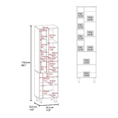 DEPOT E-SHOP Nicut Storage Cabinet, 2 Doors, 8 Shelves, 4 Legs