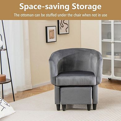 Barrel Chair With Ottoman