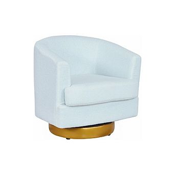 Boucle Swivel Barrel Chair