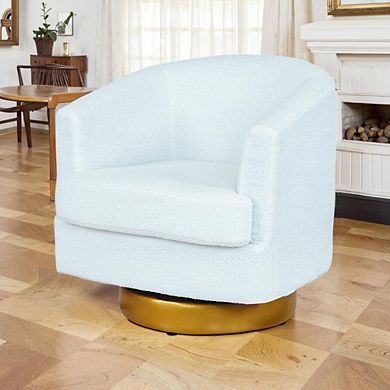 Boucle Swivel Barrel Chair