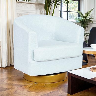 Boucle Swivel Barrel Chair