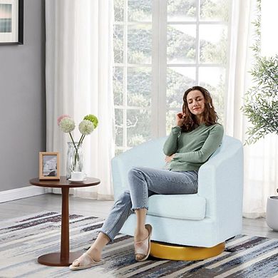 Boucle Swivel Barrel Chair
