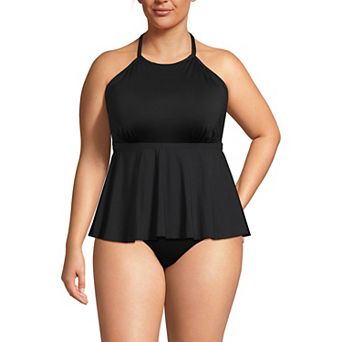 Plus Size Lands' End Halter Neck Tankini Swim Top