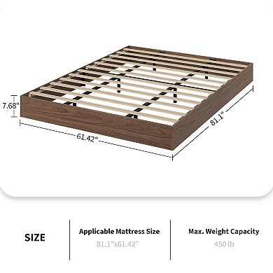 Modern Minimalist Wood Platform Bed without Headboard, Floor-Standing Bed Frame, Easy Assembly