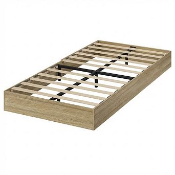 Modern Minimalist Wood Platform Bed without Headboard, Floor-Standing Bed Frame, Easy Assembly