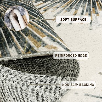 5x7 ft Washable Abstract Area Rug, Thin Non-Slip Carpet