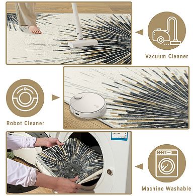 5x7 ft Washable Abstract Area Rug, Thin Non-Slip Carpet