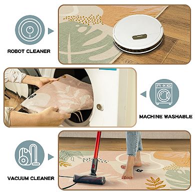 5x7 ft Washable Abstract Area Rug, Thin Non-Slip Carpet