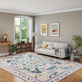 5x7 ft Washable Abstract Area Rug, Thin Non-Slip Carpet