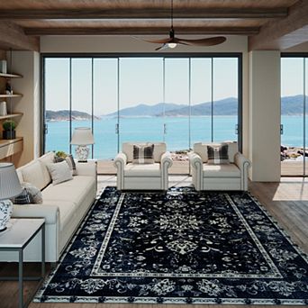 5x7 ft Washable Abstract Area Rug, Thin Non-Slip Carpet