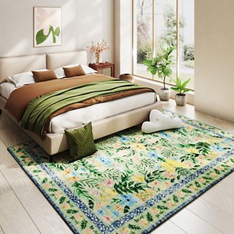 5x7 ft Washable Abstract Area Rug, Thin Non-Slip Carpet