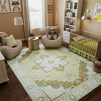 5x7 ft Washable Abstract Area Rug, Thin Non-Slip Carpet