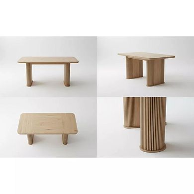 Rectangular Dining Table with Pedestal Base for Kitchen and Dining Room