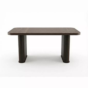 Rectangular Dining Table with Pedestal Base for Kitchen and Dining Room