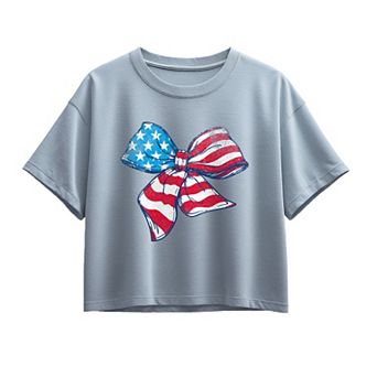 Girls 7-16 Stars & Stripes Bow Boxy Tee