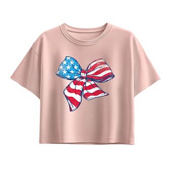 Girls 7-16 Stars & Stripes Bow Boxy Tee