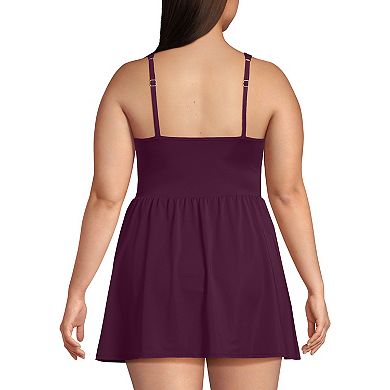 Plus Size Lands' End SlenderSuit V-Neck Wrap Swim Dress Swimsuit
