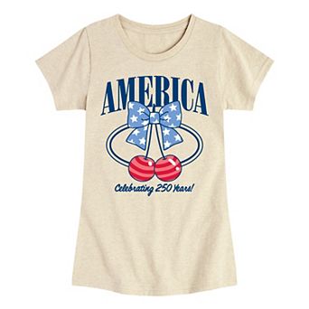 Girls 7-16 America 250 Bow & Cherries Graphic Tee