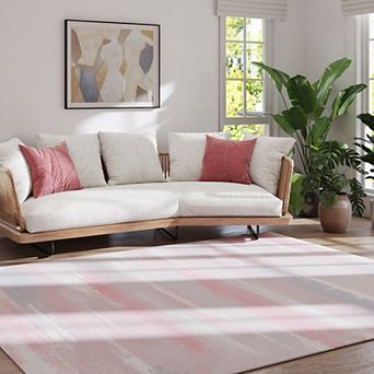 5x7 ft Abstract Oil Painting Style Area Rug, Washable Non-Slip Modern Rug for Living Room Bedroom