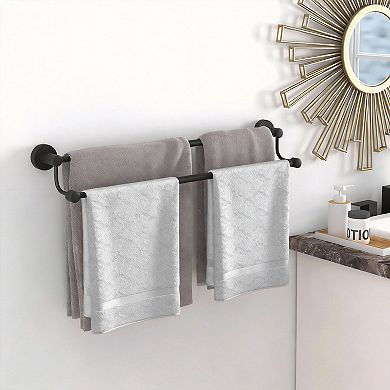 16-26" Matte Black Double Towel Bar SUS304 Wall Mount