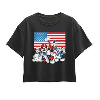 Girls 7-16 Disney's Mickey & Friends USA Flag Boxy Tee