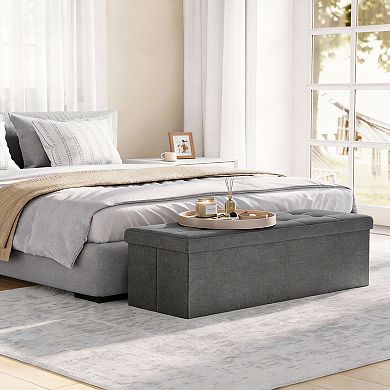 43" Dark Folding Ottoman Bench 660 lb Storage Chest