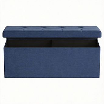 43" Dark Folding Ottoman Bench 660 lb Storage Chest