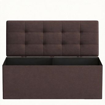 43" Dark Folding Ottoman Bench 660 lb Storage Chest