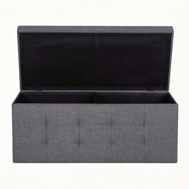 43" Dark Folding Ottoman Bench 660 lb Storage Chest