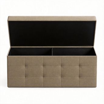 43" Dark Folding Ottoman Bench 660 lb Storage Chest