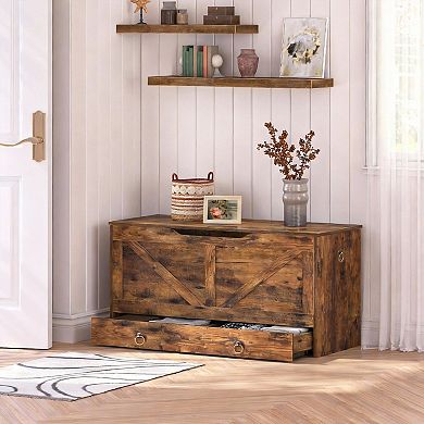 Rustic 39.3" Storage Chest Toy Bench 220 Lb Drawer