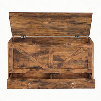Rustic 39.3" Storage Chest Toy Bench 220 Lb Drawer